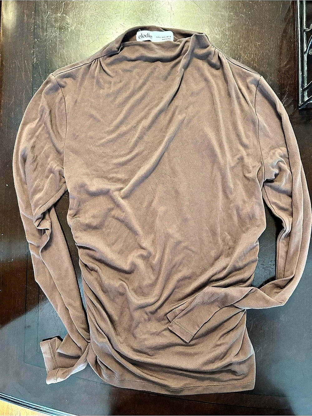 Eloise  ELT4261-NR Long Sleeve Top in Brown Size Small